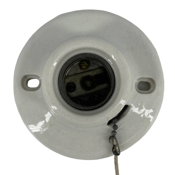 Vintage PAULDING Pull Chain Light Fixture Porcelain Wall Ceiling Mount 1621 250v - Picture 5 of 13